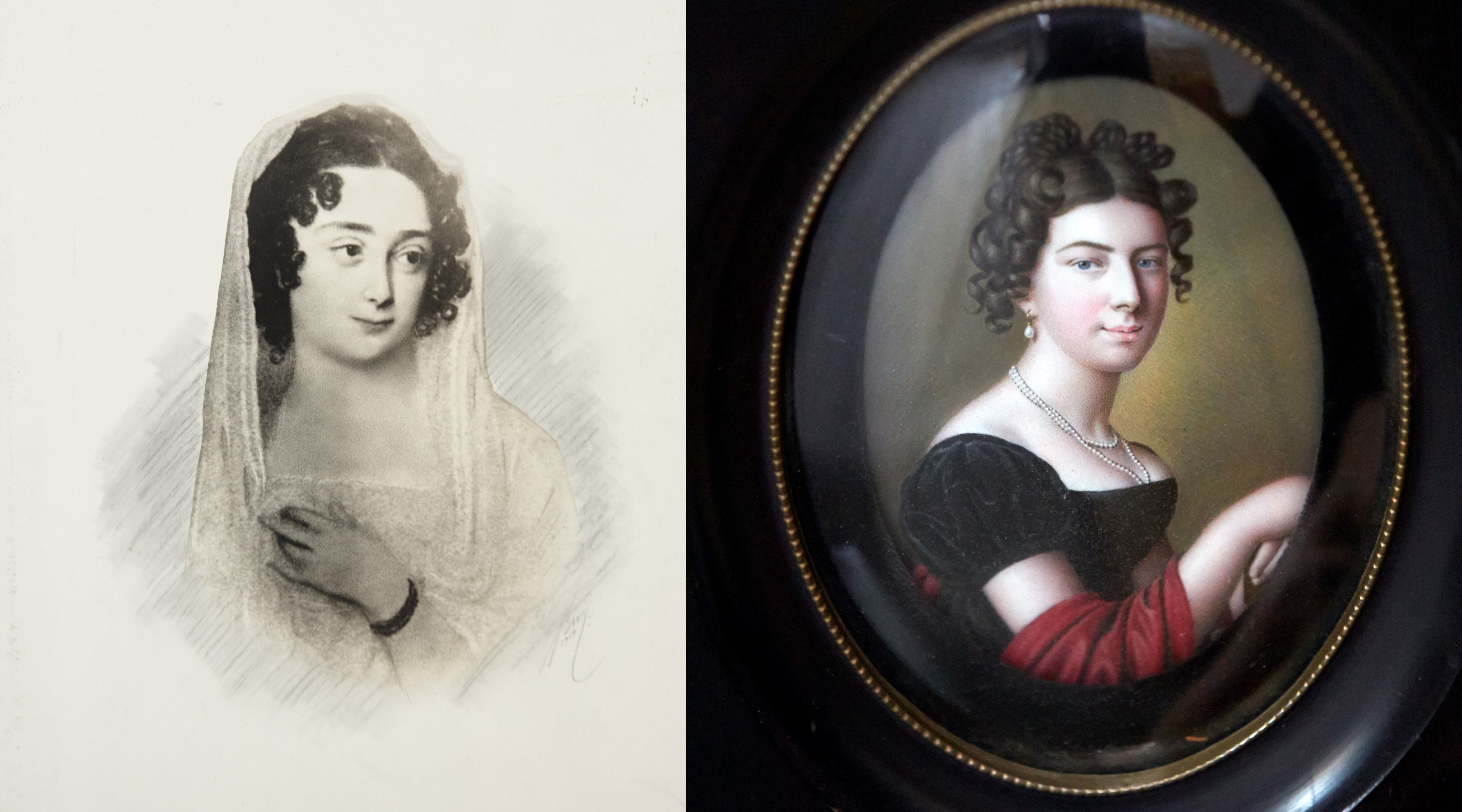 Två kvinnoporträtt.