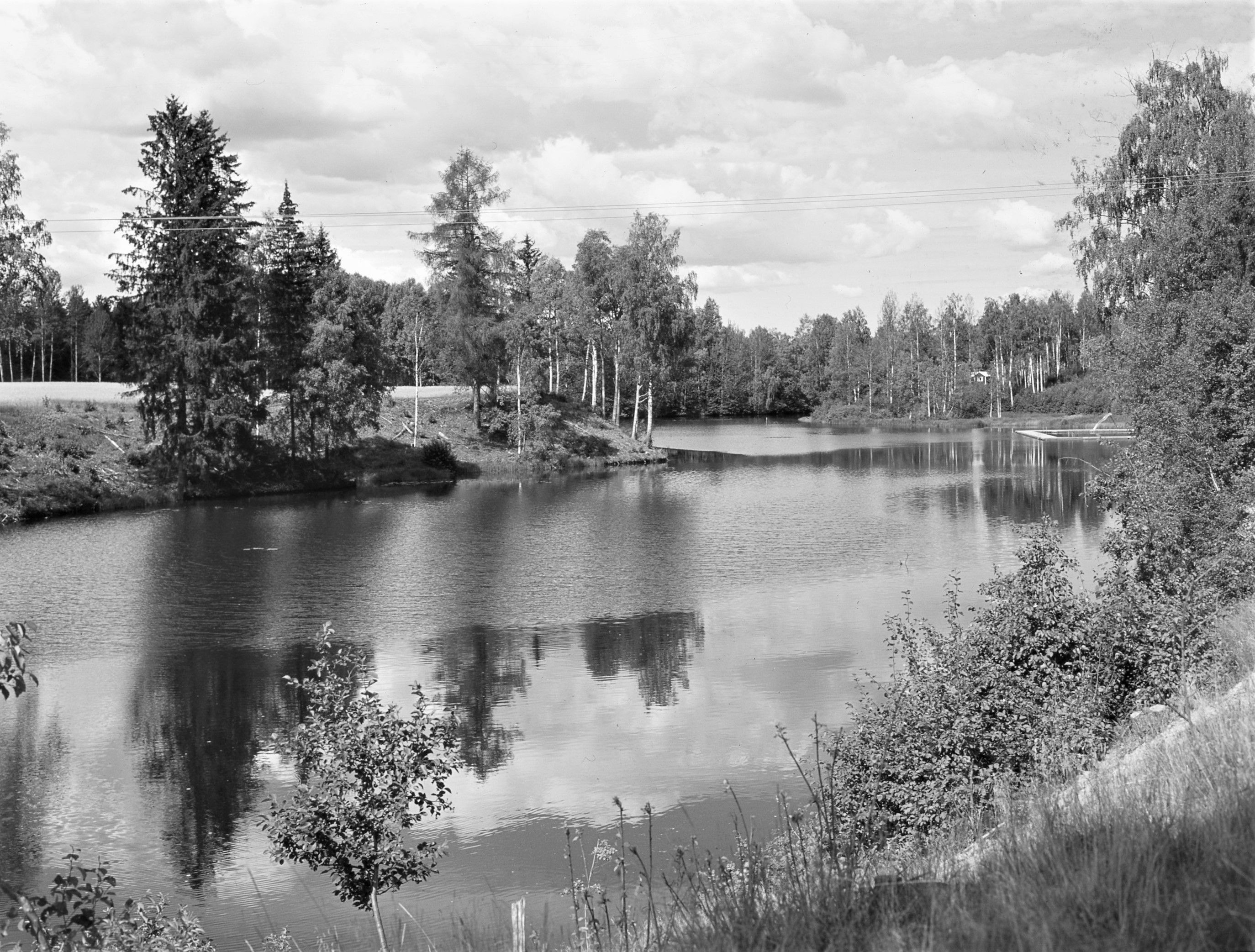 Landskap med sjö och skog