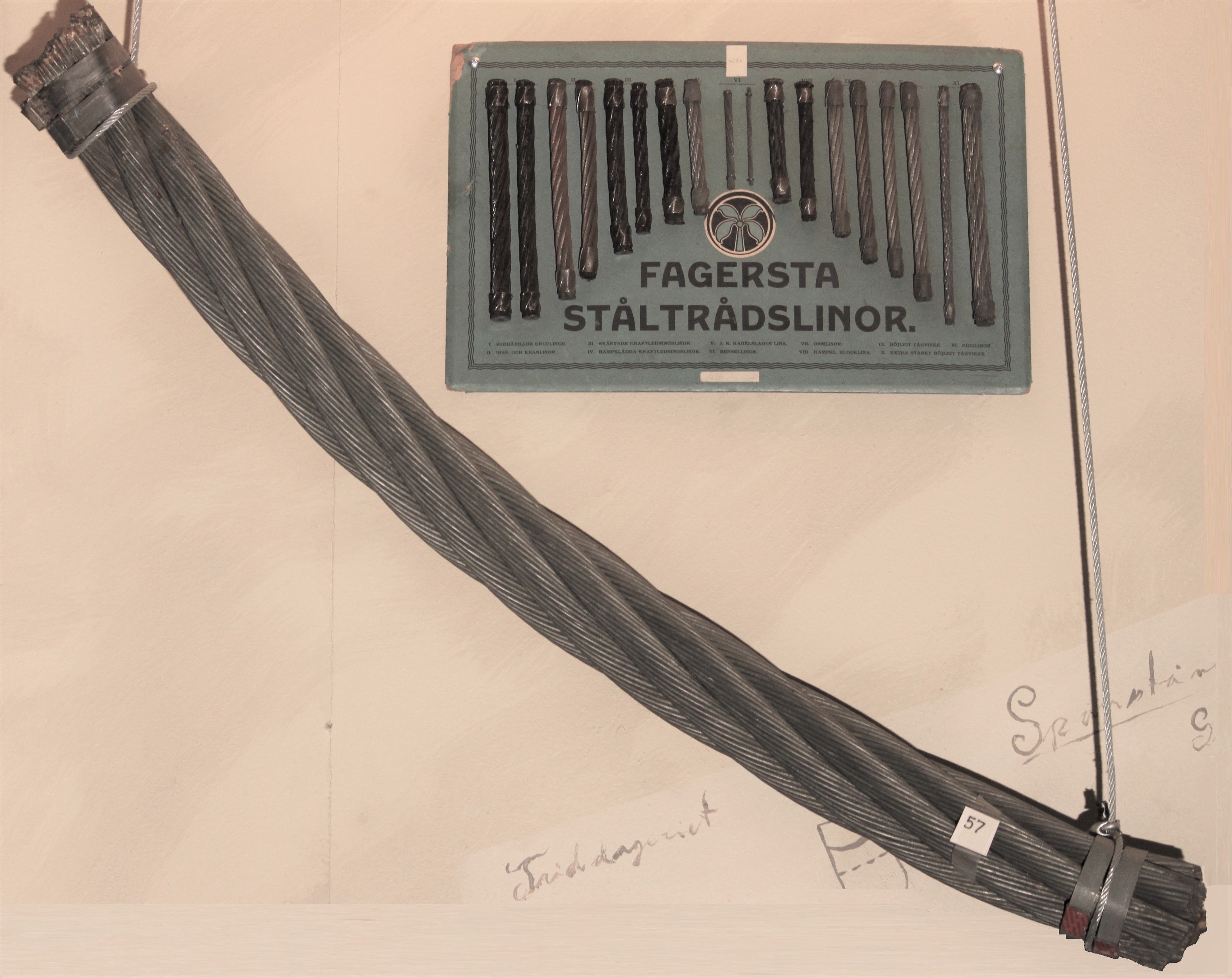 Bilden visar en tjock vajer tillverkad i Fagersta.