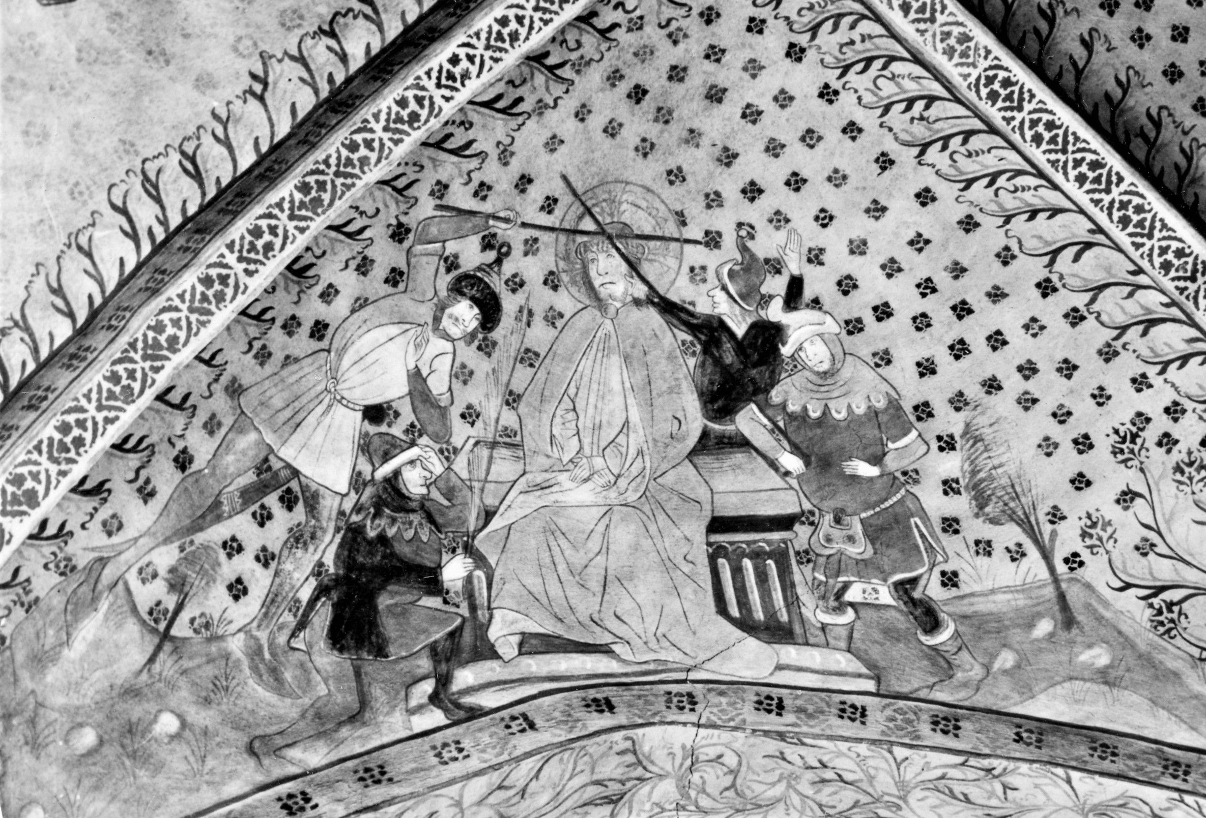 Fragment av sakral målning på kyrkvalv.